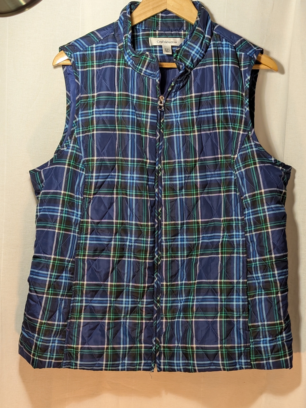 Croft & Barrow Navy Plaid Quilted Vest - Womens